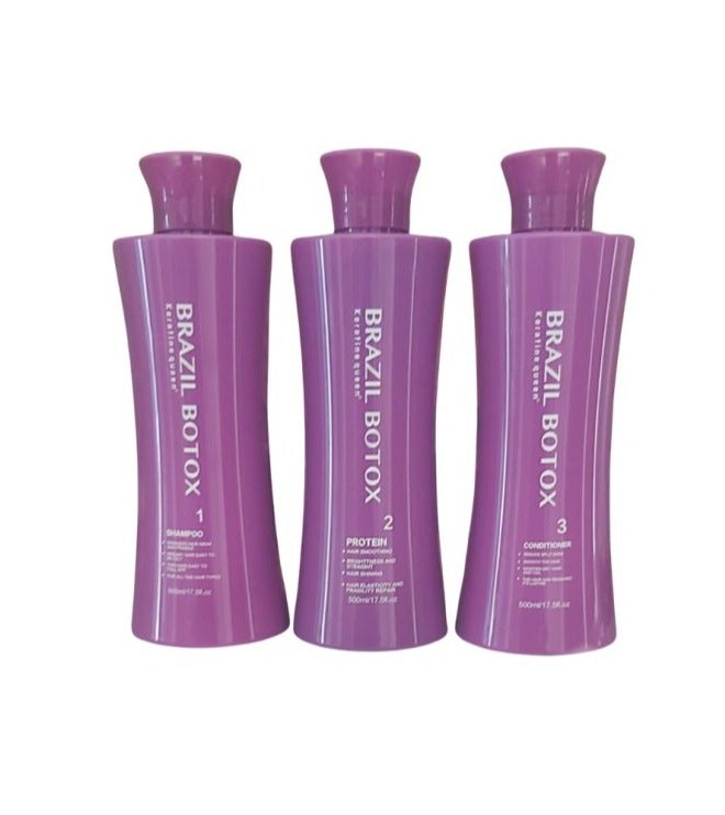 Keratine Queen Brazil Botox Shampoo Conditioner Protein 500x3ml - Image 1